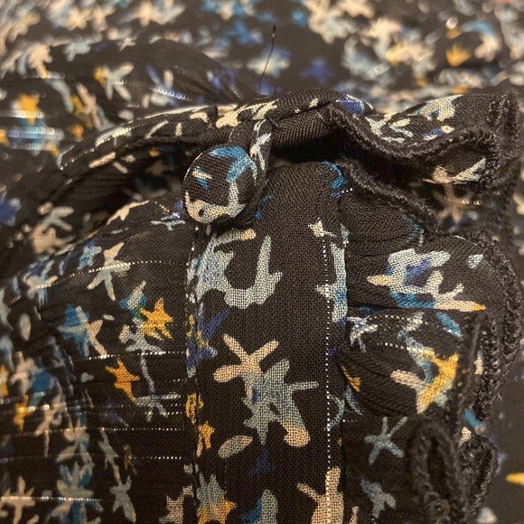 Donna Morgan Jade Black Small Floral Print Long Sleeves Ruffles Zip Dress Size 4 - Picture 11 of 11